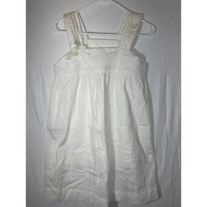 Adorable White Embroidered tank linen dress with‎ flower detail Girls